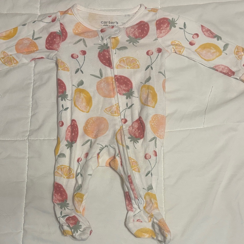 Carter's Citrus and Berry Print Footie - White, Pink, Yellow